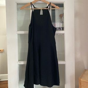 Black Textured High Neck Dress
